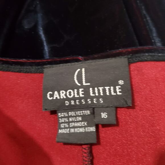 Carole Little Vtg 90s Floral Velvet Cape Maxi Dress Sz 16 Black Red Witchy Goth - Picture 13 of 15